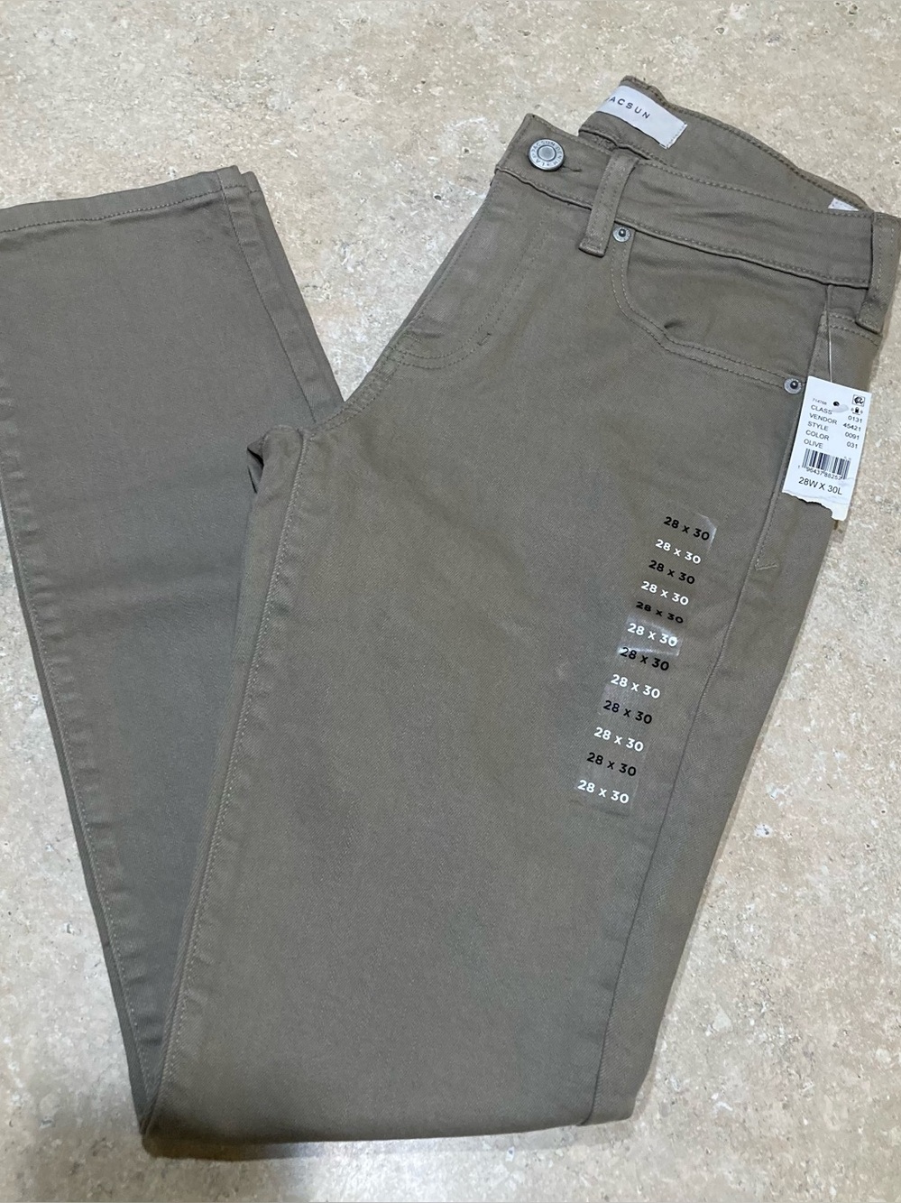 Pacsun Olive Green Straight Leg Skinniest 28x30 NWT